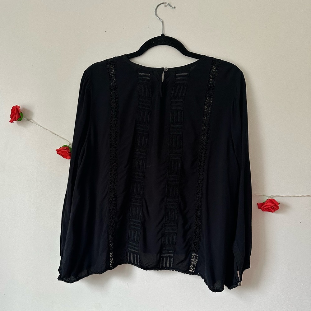 Aritzia Wilfred Entendre Black Lace Blouse L - Picture 6 of 9